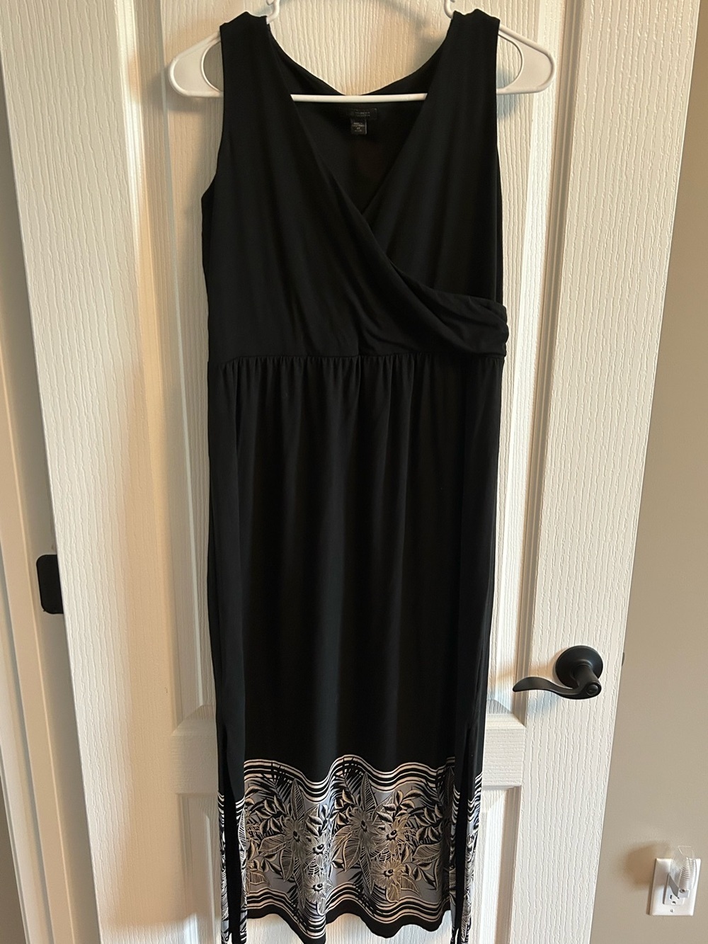 J. Jill Black Maxi Dress with Printed Hem Border